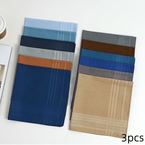 3-Pack Heren Kleur Katoenen Zakdoeken - Zachte, Comfortabele, Absorberende Sport Stijl Zakdoeken, Lichtgewicht, Geweven, Garen-geverfd voor Casual of Bruiloft Gebruik