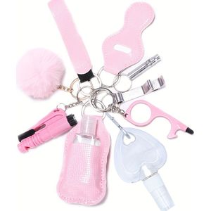 10 stuks/Set Zelfverdedigingsset voor vrouwen Veiligheidsset met raam breaker Overlevingsfluit Sprayfles Lippenstift houder Accessoires Verjaardagscadeaus voor mama Vrouwen