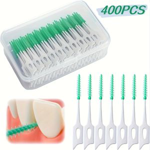 400/800STKS Tandzijde Stokjes Zachte Siliconen Interdentale Borstel, Mint Fris - Geschikt voor het Reinigen van Tanden en Wegwerpgebruik