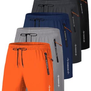 5-pack casual trainingsbroeken voor heren met ritszak - lichtgewicht, met trekkoord, kleur, reguliere pasvorm voor fitness, training en sport, trainingsbroeken