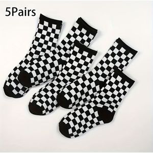 Stijlvolle zwart-witte kousen tot halverwege de kuit, zacht en comfortabel, veelzijdig voor dagelijks gebruik als modieuze accessoires