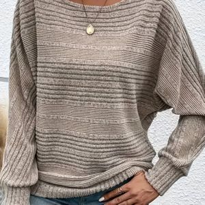 Plus Size, Plus Size Dames Oversized Vleermuismouwen Trui - Elegante Ronde Hals Kleur Blazer-achtige Cardigan, Rekbare Pullover voor & Casual , Handwasbaar (Curvy-Vriendelijk)