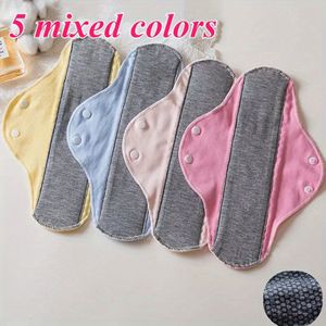 5-delige herbruikbare maandverbanden - wasbaar - meerdere kleuren (geel, lichtblauw, roze, groen, blauw) - ideaal voor reizen en dagelijks gebruik