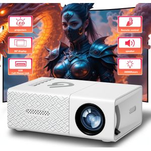 2025 Projector, Draagbare Projector, Ondersteunt 3D-projectie, HD Projector, Geschikt voor USB/Mobiel/PC, Ideaal voor Thuisbioscoop/Slaapkamer/Kantoor/Studentenkamer/Festivalcadeaus