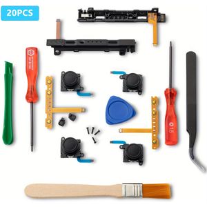20 in 1 reparatieset voor Joycon met 3D links rechts analoge , gespvergrendeling, schakelaarrailvervanging en reparatiegereedschap voor Nintendo Switch