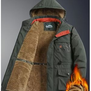 Heren Heavy-Duty Winter Outdoor Jas - Thermisch Geïsoleerde Jas met Volledige Ritssluiting, Losse Pasvorm Lange Mouw, Polyester Voering & Zakken met Rits - Koud Weer