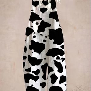 Vrouwen losse casual overalls met koeienprint ontwerp