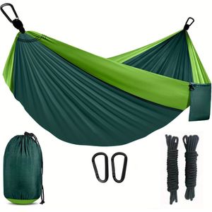 TEMU Dubbele en Enkele Draagbare Hangmat voor Kamperen, met 2 Boomriemen, Lichtgewicht Nylon Parachute Hangmat, Geschikt voor Backpacken, Reizen, Strand, Achtertuin, Patio, Wandelen