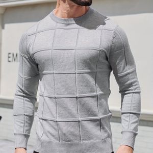 Heren Trui - Grijze Ronde Hals Lange Mouwen Pullover met H-Vorm Silhouet & Geribbelde Halslijn, Wasmachinebestendig Winterwarmte Casual & Formele Kleding, Duurzaam Alledaags Laagjes Essentieel