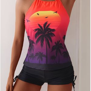 Vrouwen Tankini Zwempak met Tropische Print