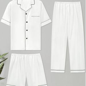 New Herenmode Casual Pyjamaset met Stuks - Korte Mouwen en Lange Broek