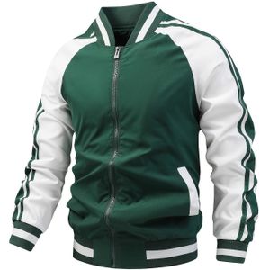 Grafisch Voor Heren Met Kleurblokken, Casual Gestreept Varsity-jack Met Ritssluiting Voor Buiten Herfst-winter, Zomerjas Voor Heren