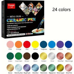 Onderglasuur voor Keramiek Pennen 12/24 Kleuren Permanente Marker Porseleinen Verfkwastpen voor Decoratie Onder Glasuur Keramische Aardewerk Wijnglas Markeringen