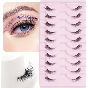 10 Paar Wimpers 10 Mm Oogwimpers, En Schattig, Pluizige En Herbruikbare Piekerige Wimpers