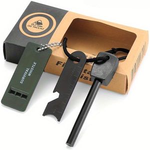 T1 Outdoor Survival Tool Box Fire Starter Magnesium Rod Whistle Kit With Flint And