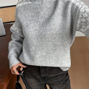 Elegante grijze dames trui - Zachte, rekbare trui met lange mouwen en drop shoulder, loszittende tuniek top voor herfst/winter, comfortabele casual outfits & feestjes