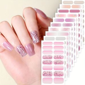 10 vellen roze oranje uien roze wit bloem ontwerp zelfklevende nagelstickers | Geen licht nodig, semi-matte afwerking, voor eenmalig gebruik, harsmateriaal, honingstijl