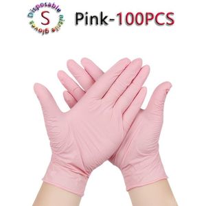 100 stuks nitril handschoenen, 9 inch roze rubberen handshoezen, geschikt voor waterdicht en antislip effecteel cadeau keukenspoogloven huiselijk schoonmaakgereedschap toiletschoner