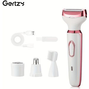 4-in-1 oplaadbare elektrische scheerapparaat voor vrouwen - gezicht, , benen, oksels, bikini trimmer - nat & , pijnloos verzorgingsset - draagbaar & oplaadbaar, vadersdagcadeau