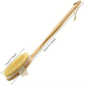 1 stuk Natuurlijke Borstels Afneembare Doucheborstel Houten Lange Steel Exfoliërende Badborstel Rugmassage Scrubber, Badaccessoires voor Vrouwen, Douchescrub
