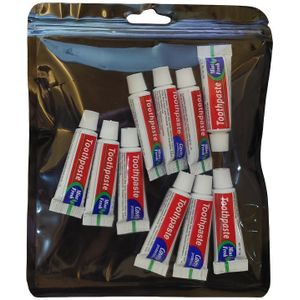 10 stuks reisgrootte tandpasta, 5g miniatuur kleine tandpasta reisgrootte bulk pepermunt mini wegwerp tandpasta voor hotel, gasten, daklozen, liefdadigheid
