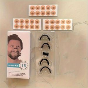 Nasale uitbreiding strip set - zuurstofstroom, ondersteunt , licht beige anti-zweet neusvleugels, snurken oplossing kit, 4 maten, geen elektriciteit of batterijen nodig, uitbreiding stickers