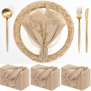 TEMU 36 stuks Elegante Gauze Tafel Servetten - 16.5x16.5" Servetten met Gouden Bloemen Ontwerp, Wasbaar & Herbruikbaar, Perfect voor Bruiloften, Kerstmis, Verjaardagen en Huisdecoratie