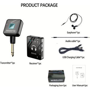 Draadloos In-Ear Monitor Systeem 2.4G Draadloos IEM Systeem met Transmitter Clip-On Receiver, Kan Automatisch Gepaard Worden, Ideaal voor Opname , Guitaren, DJs, Live
