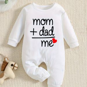 Romper met Lange Mouwen en "Moeder + = Ik" Hartontwerp - Zacht Blauw, Knoopsluitingen, Perfect voor Lente & Herfst, Schattige Outfit, Meisjeskleding, Ideaal voor Buiten