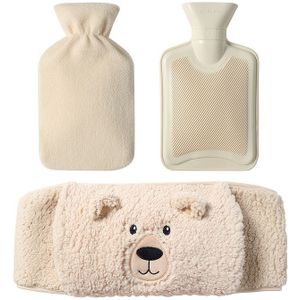 Gezellige Cartoon Beer Pluche Warmwaterkruik - Lekvrij, Verdikte Voering, Comfortabele Tailleondersteuning & Menstruatie, Zacht Pluizig Buitenkant