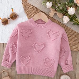Meisjes Herfstoutfit 2024 Nieuwe Stijlvolle Hart Trui Kinderen Herfst Winter Gebreide Basislaag Top Kerst
