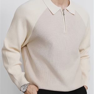 Stijlvol groen en zwart gebreid sweater met polo-hals - Lange mouw, rits-up pullover voor herfst/winter, perfect voor op kantoor of school, casual wear|Collared Sweater|Zipper Closure