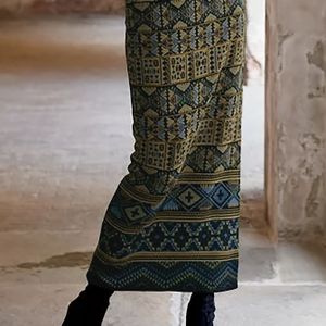 Vintage Mode Etnische Stijl Dames Veelzijdige Jurk voor Woon-Werkverkeer