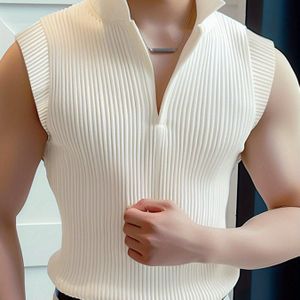 Heren Slim Fit Gebreide Vest - Casual V-hals, Kleur, Niet Stretch Stof, Perfect voor Zomer & Lounge