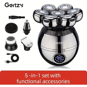 Elektrische scheerapparaat voor mannen, draagbaar USB-oplaadbaar, ideaal voor kaalhoofden, baard- en lichaarshaarverzorgingsset, met 7 roterende messen, perfect als kerstcadeau.