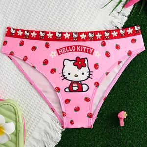 -1pc Pink Strawberry Hello Kt Floral Print Triangle Underwear, Suitable Birthday Gift, And Breathable, Suitable For All , Suitable For Casual