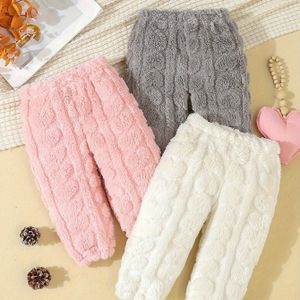Schattige Meisjes Pluche Jacquard Hart Lange Broek 3- Set Herfst Winter Fleece-gevoerde Leggings, Perfect voor Buiten