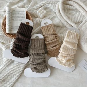 4 dames ribfluwelen kousen, polyester 95% 5% Stretch, kleur, gebreid met detail, zachte pluizige beenwarmersokken, JK-stijl, modieuze herfst- en winteraccessoire