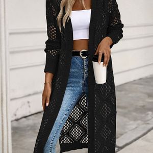 Vrouwen Vestje Gehaakt Hol Lente/Zomer Schoudervrij Strandkleding Open Jas Kimono Lange Jas Zonder Bikini