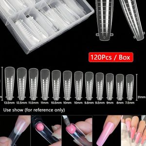 120pcs Dual Layer Nail Extension Molds For Gel Polish - (10-27mm) Professional Fake Nail Tips, Quick Building Forms With Clear Acrylic Design & Storage Box For Home & Salon Use, Gel Nail Builder