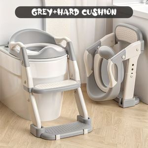 3-in-1 Multifunctional Toilet Training Seat, Foldable Step Stool Potty Trainer, Gray Plastic, Toilet Training, Potty Ring