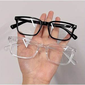 2-Pack Unisex Casual Volledige Rechthoekige Montuur Brillen met Anti-Blauw Licht PC Lenzen, Mode Brillen voor Zakelijk, Werk, , TV & Computer Gebruik - Zwart & Non-Voorschrift Brillen