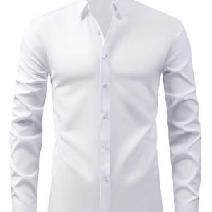 Klassiek herenoverhemd in kleur met reversontwerp, zakloos, lange mouwen, casual knoopsluiting, ademend en licht elastisch comfortabel voor formele gelegenheden