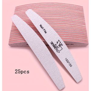 25 stuks Professionele Nagelvijlen 150/150 Wasbare Nagelbuffer Zwartgrijs Schuurpapier Polijstvijlen Manicure Kunstgereedschap