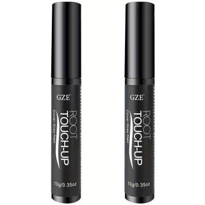 2 Pack GZE Kruiden Haar Concealer Set, Alcoholvrije Grijs Baard & Haarwortel Touch met Borstel, Hydraterende Effect, Tijdelijke Kleur Cover-Up voor Mannen