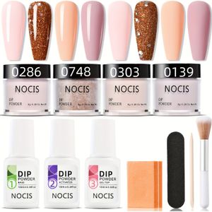 11-delige nagelkunstset, ongeparfumeerd, 4 nude huidtinten gouden glitter acrylpoederset met primer & topcoat , doe-het-zelf Franse manicure salonsalon cadeauset voor vrouwen, perfect kerstcadeau