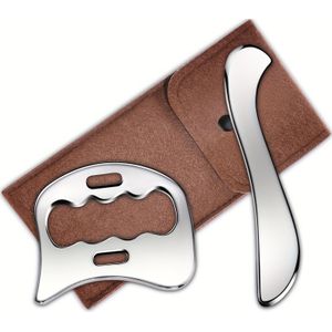 2-in-1 roestvrijstalen schrapen spier schrapen, myofasciale schrapen, massager rug, zachte massage