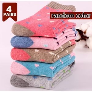 4 Paar Dames Thick Warme Wintersokken, Terrycloth Mid-Calf Gevoerd voor Koud Weer