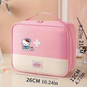 1pc Sanrio voor for hello kitty Draagbare Eerste Hulp Kit - Duurzame Oxford Stof, Macaron Kleuren, Reis & Thuis Noodopslag Tas, Rood/Zwart/Wit, Hand Wasbaar, Rugzak Grootte, Sanrio