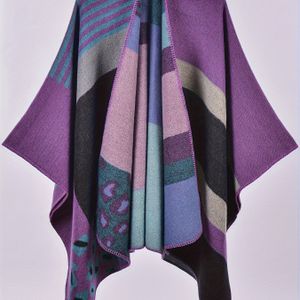 Plus Size - MARRYHAPPY Dames Oversized Luipaardprint Cape Cardigan - Winter Warmte, Non-Stretch Stof, Casual Elegant Cape met Split Hem & Cape Mouwen